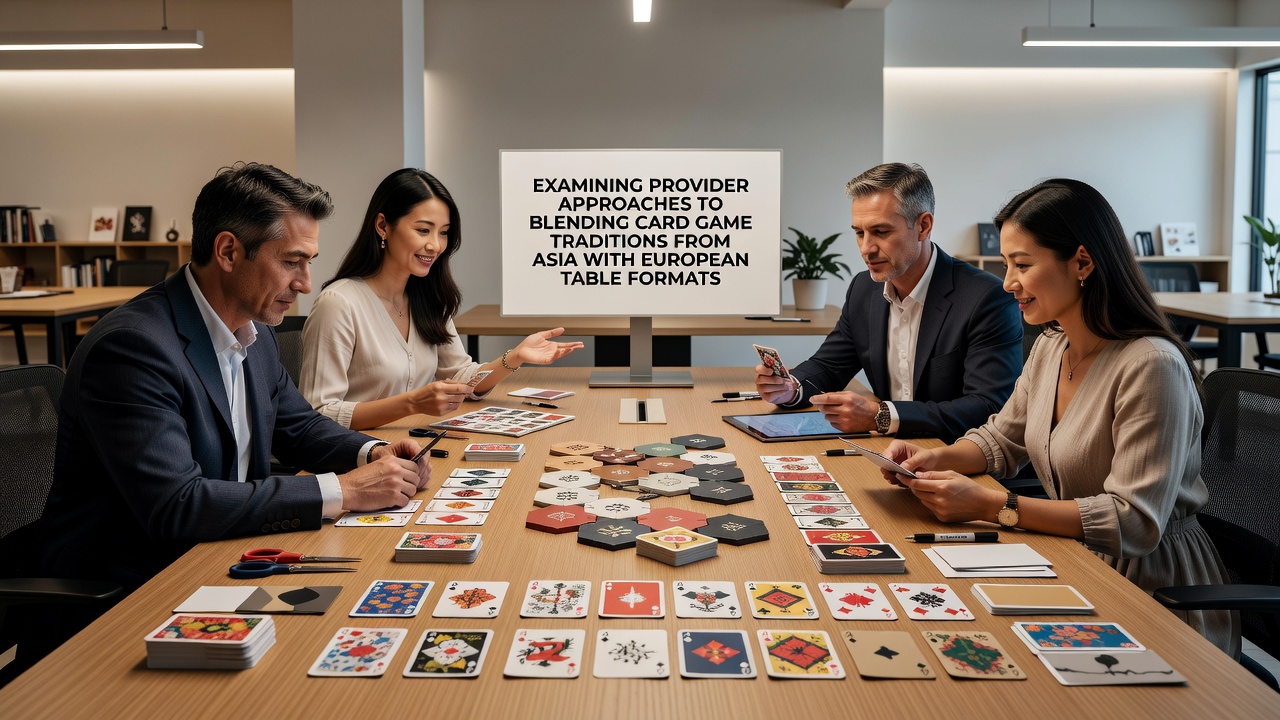 Dealer managing a hybrid live table that merges Asian card rituals wth European betting grids